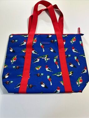 Vera Bradley Large Insulated Cooler Tote Mini Tody Birds Blue Retired Print‎